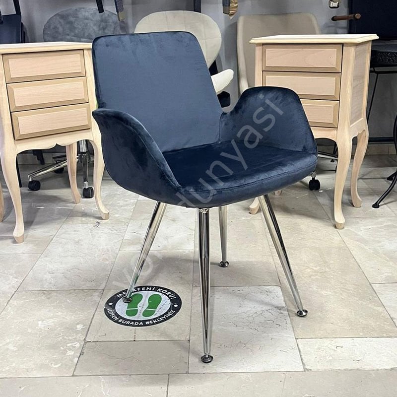 Begüm Metal Konik Ayak Cafe Sandalyesi Antrasit Kumaş