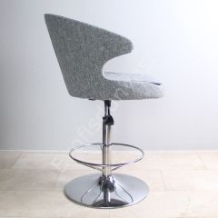 Buket Çemberli Bar Sandalyesi Keten Gri