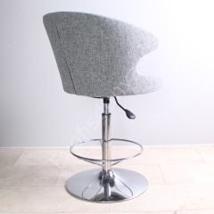 Buket Çemberli Bar Sandalyesi Keten Gri