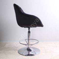 Arf Çemberli Bar Sandalyesi Siyah Kumaş