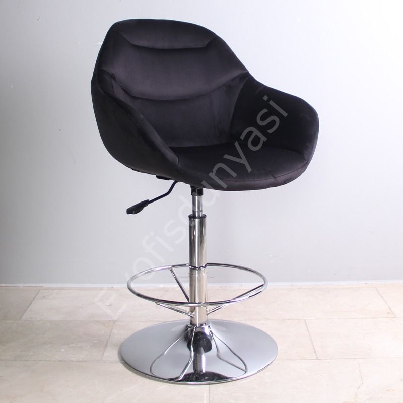 Arf Çemberli Bar Sandalyesi Siyah Kumaş