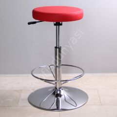 Tiny Amortisörlü Bar Taburesi Kırmızı - Krom Çember