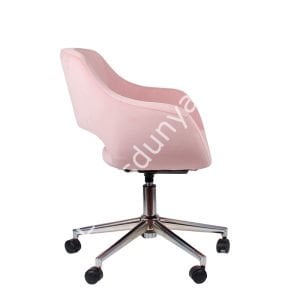 Store Çalışma Sandalyesi Pembe Kumaş - Krom