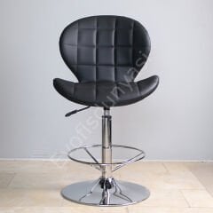 İzmir Çemberli Bar Sandalyesi Siyah Deri