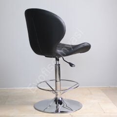 İzmir Çemberli Bar Sandalyesi Siyah Deri