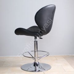 İzmir Çemberli Bar Sandalyesi Siyah Deri