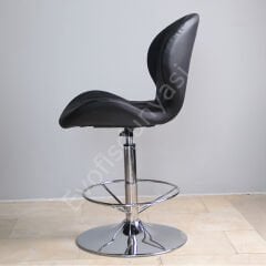 İzmir Çemberli Bar Sandalyesi Siyah Deri