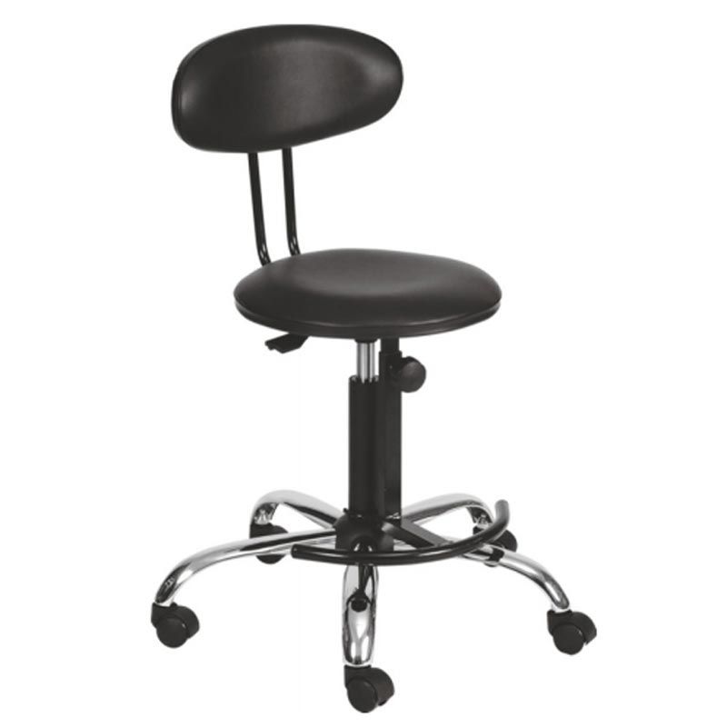 Konsol Sırtlı Krom Ayaklı Bar Sandalyesi Siyah