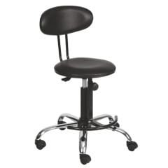 Konsol Sırtlı Krom Ayaklı Bar Sandalyesi Siyah