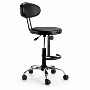 Konsol Sırtlı Krom Ayaklı Bar Sandalyesi Siyah