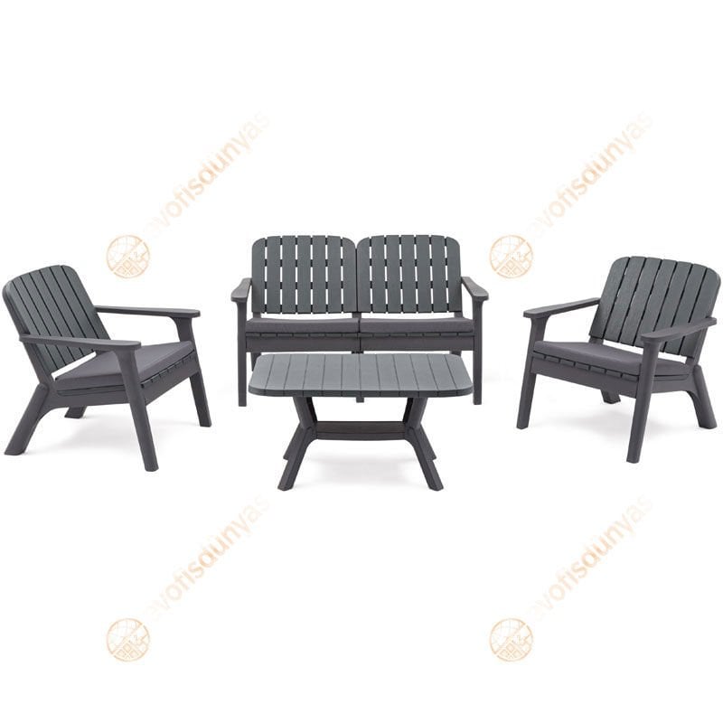 Silva Bahçe Oturma Takımı Minderli Antrasit