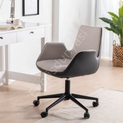 Begüm Çift Renk Çalışma Koltuğu Kahve Sarı - Krom