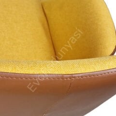 Begüm Çift Renk Çalışma Koltuğu Kahve Sarı - Krom