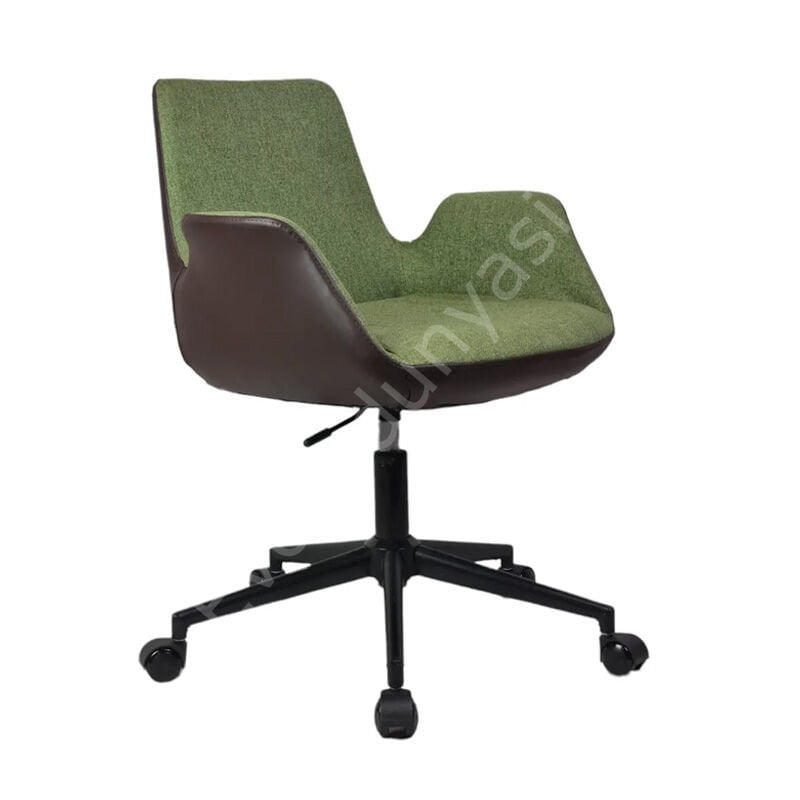 Begüm Çift Renk Çalışma Koltuğu Kahve Yeşil - Siyah Boya