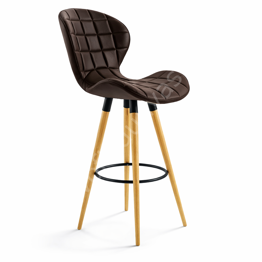İzmir Ahşap Ayaklı Bar Sandalyesi Kahve - 65 cm