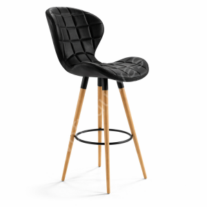 İzmir Ahşap Ayaklı Bar Sandalyesi Siyah - 65 cm
