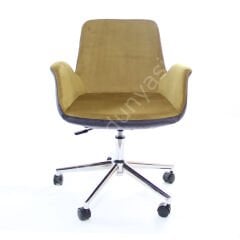 Begüm Çift Renk Çalışma Koltuğu Antrasit Hardal - Krom