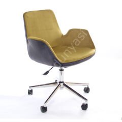 Begüm Çift Renk Çalışma Koltuğu Antrasit Hardal - Krom