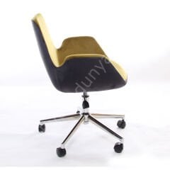 Begüm Çift Renk Çalışma Koltuğu Antrasit Hardal - Krom