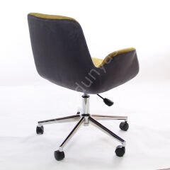 Begüm Çift Renk Çalışma Koltuğu Antrasit Hardal - Krom