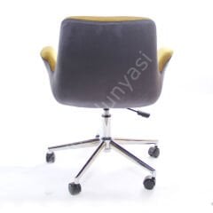 Begüm Çift Renk Çalışma Koltuğu Antrasit Hardal - Krom