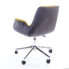 Begüm Çift Renk Çalışma Koltuğu Antrasit Hardal - Krom
