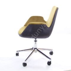 Begüm Çift Renk Çalışma Koltuğu Antrasit Hardal - Krom