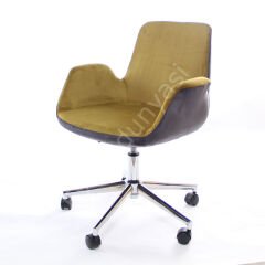 Begüm Çift Renk Çalışma Koltuğu Antrasit Hardal - Krom