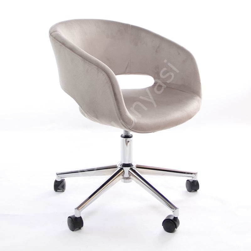 Ciro Çalışma Sandalyesi Krem Kumaş - Krom