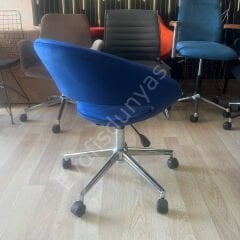 Song Çalışma Koltuğu Lacivert Kumaş - Krom