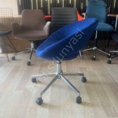 Song Çalışma Koltuğu Lacivert Kumaş - Krom