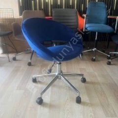 Song Çalışma Koltuğu Lacivert Kumaş - Krom