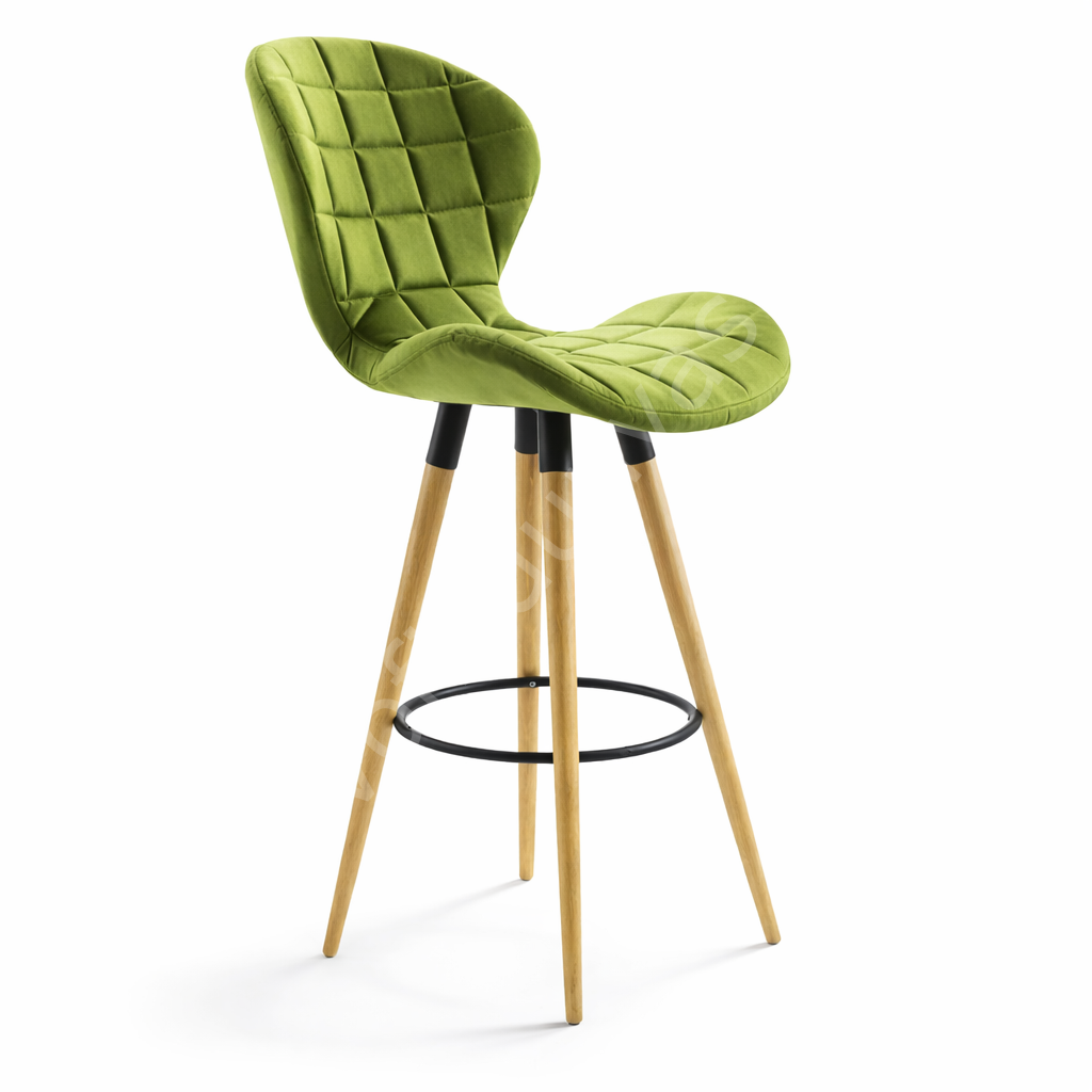 İzmir Ahşap Ayaklı Bar Sandalyesi A.Yeşil - 75 cm