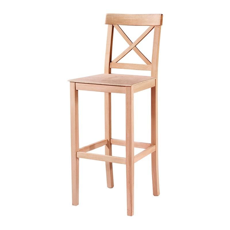 Ham Ahşap Çapraz Izgaralı Bar Taburesi