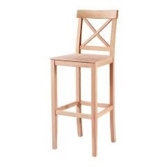 Ham Ahşap Çapraz Izgaralı Bar Taburesi