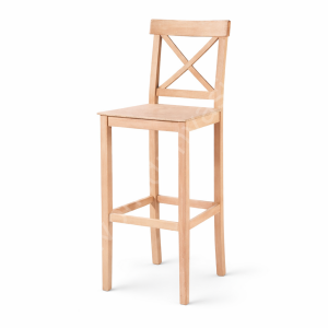 Ham Ahşap Çapraz Izgaralı Bar Taburesi