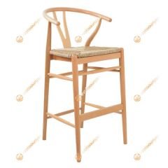 Wishbone Hasırlı Bar Sandalyesi 65 cm - Natural