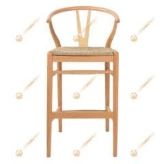 Wishbone Hasırlı Bar Sandalyesi 65 cm - Natural