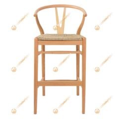 Wishbone Hasırlı Bar Sandalyesi 65 cm - Natural