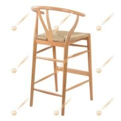Wishbone Hasırlı Bar Sandalyesi 65 cm - Natural