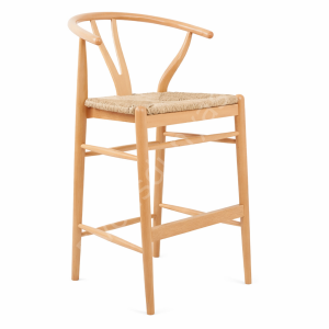 Wishbone Hasırlı Bar Sandalyesi 75 cm - Natural