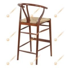 Wishbone Hasırlı Bar Sandalyesi 65 cm - Ceviz