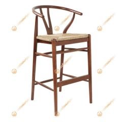 Wishbone Hasırlı Bar Sandalyesi 75 cm - Ceviz