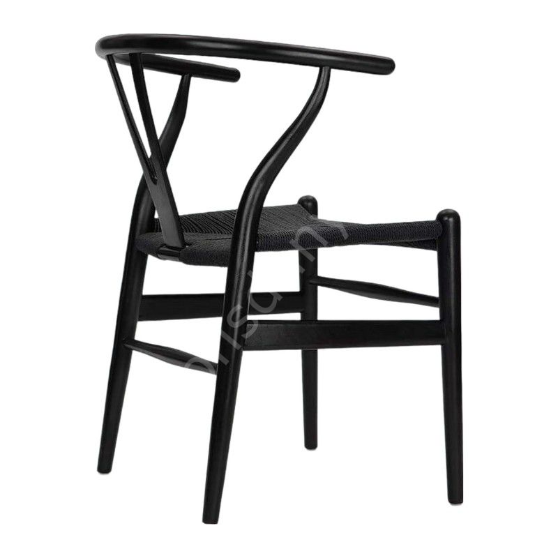 Wishbone Hasırlı Thonet Sandalye Siyah