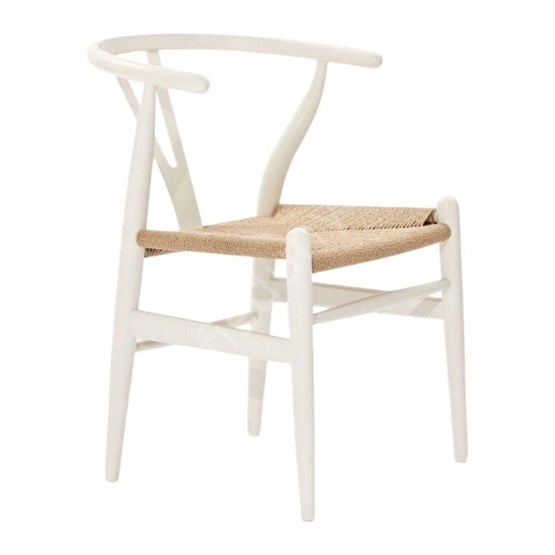 Wishbone Hasırlı Thonet Sandalye Beyaz