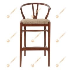 Wishbone Döşemeli Bar Sandalyesi Natural Ceviz - 75 cm