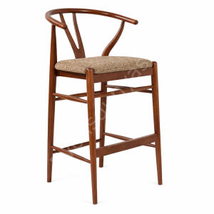 Wishbone Döşemeli Bar Sandalyesi Natural Ceviz - 75 cm