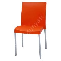 Lucas 70x70 Plastik Masa Sandalye Takımı Turuncu - Kolsuz