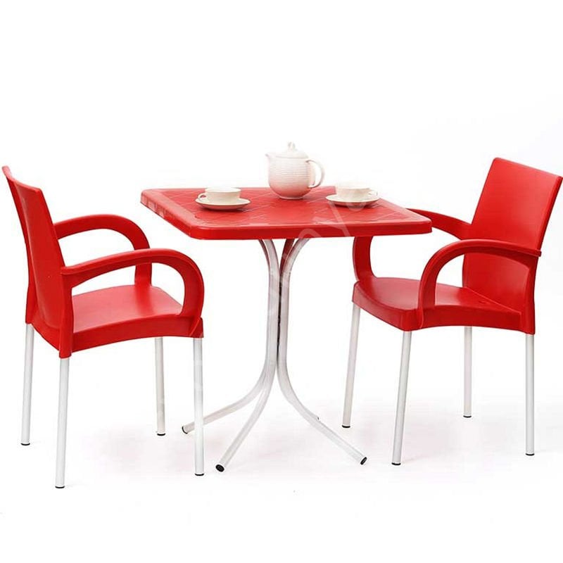 Lucas 70x70 Plastik Masa Sandalye Takımı Sarı - Kollu