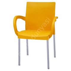 Lucas 70x70 Plastik Masa Sandalye Takımı Sarı - Kollu